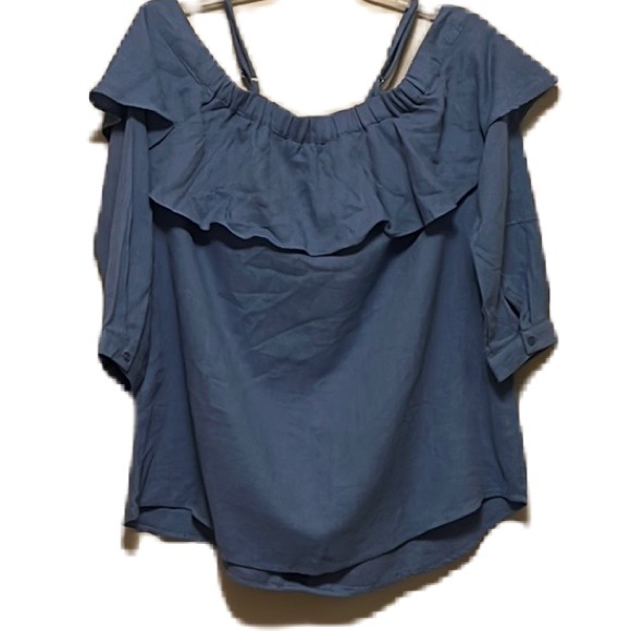 Women’s KORI America, On/Off Shoulder, Cold Shoulder Top, Sky Blue, Size Small - Picture 2 of 4